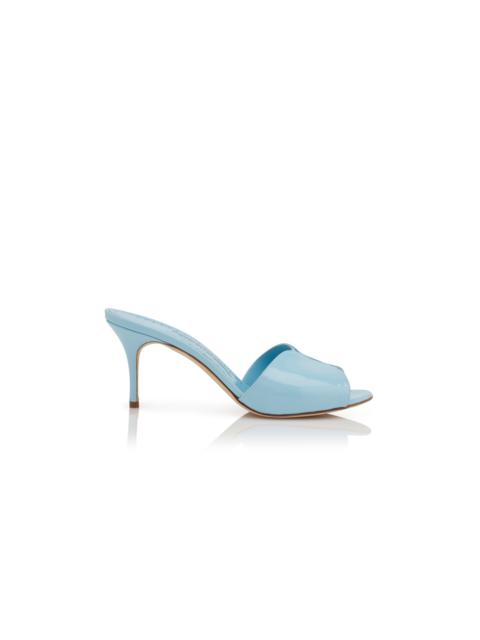 Light Blue Patent Leather Mules