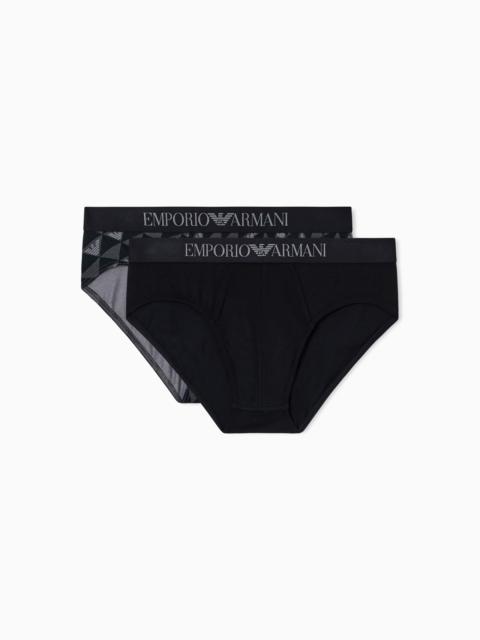 EMPORIO ARMANI TWO-PACK OF MIXED PATTERN PRINTED JERSEY BRIEFS