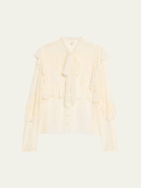 LoveShackFancy Farah Chiffon Lace Blouse