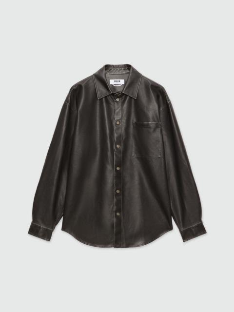 MSGM Black eco-leather shirt