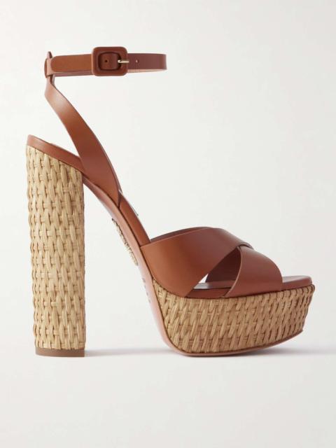 AQUAZZURA Sunseeker Plateau 140 leather platform sandals Tan