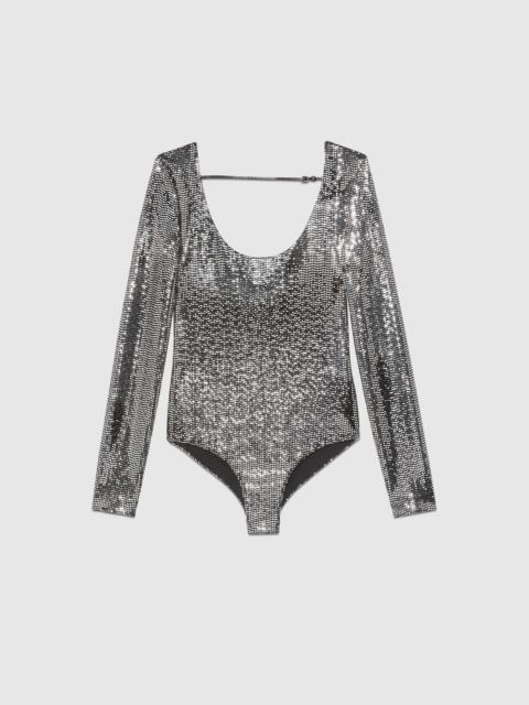 Metallic dotted jersey bodysuit