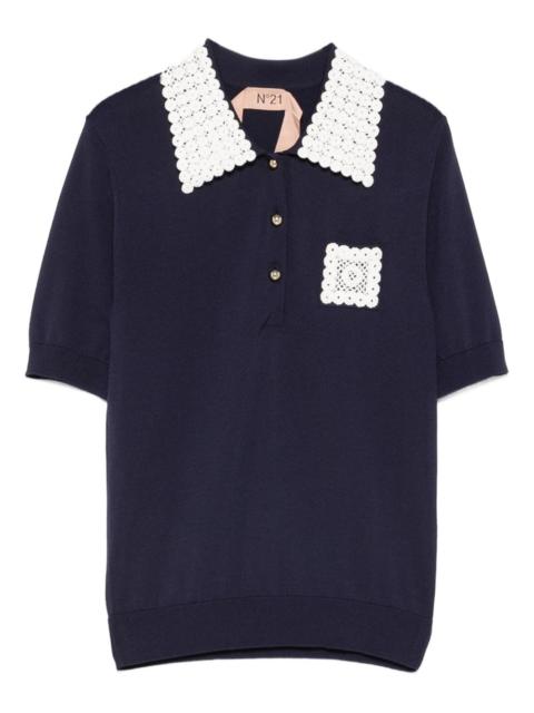 N°21 crochet-trimmed polo shirt