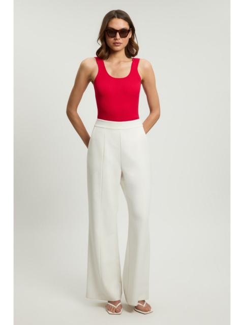 KAREN MILLEN Viscose Blend Rib Knit Square Neck Vest