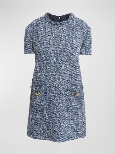 Mossi Denim Textured Tweed Mini Shift Dress
