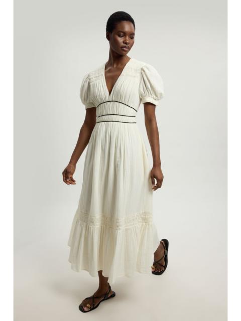 KAREN MILLEN Double Cloth Contrast Piping Midi Dress