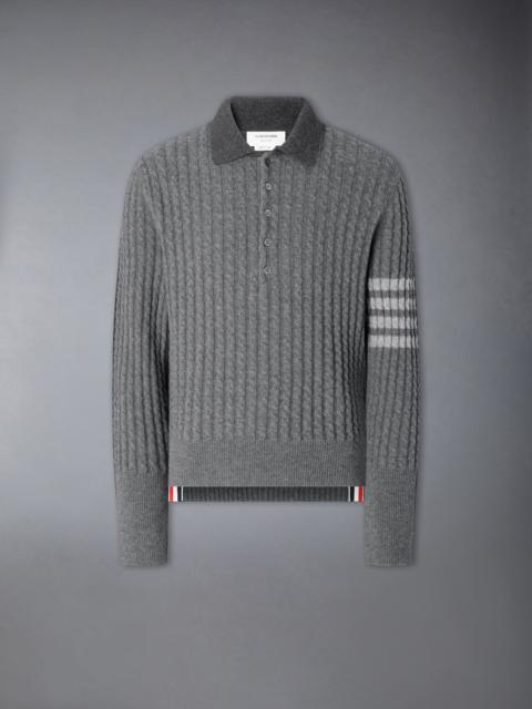 Thom Browne BABY CABLE STITCH 4-BAR LONG SLEEVE POLO