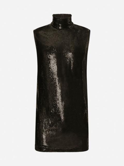 Dolce & Gabbana Sequined sleeveless high-necked T-shirt