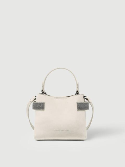 Brunello Cucinelli Essence small top-handle bag in suede with precious bands