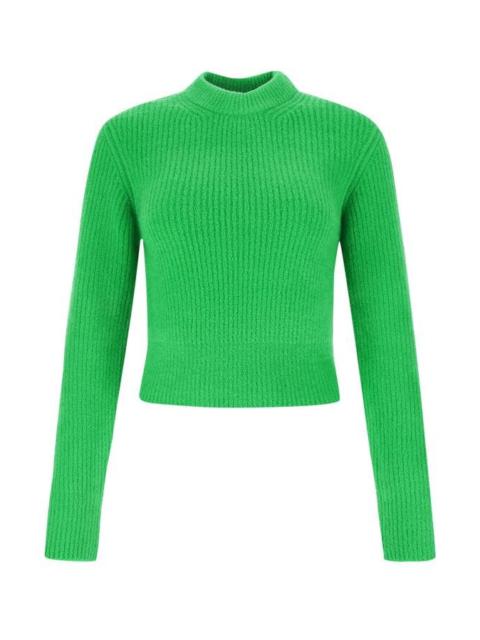 Green stretch wool blend sweater