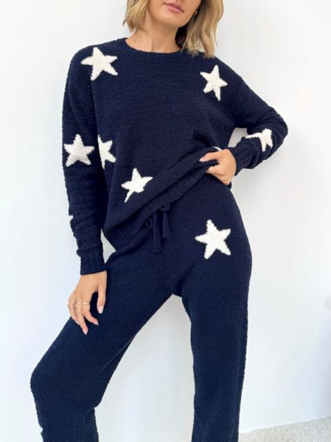 Splendid Navy Oat Stars Fuzzy Sweater PJ Set