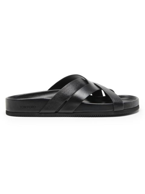 TOM FORD Men's Crisscross Strap Leather Sandals - Black