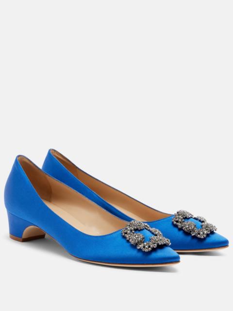 Manolo Blahnik Hangisi embellished satin pumps