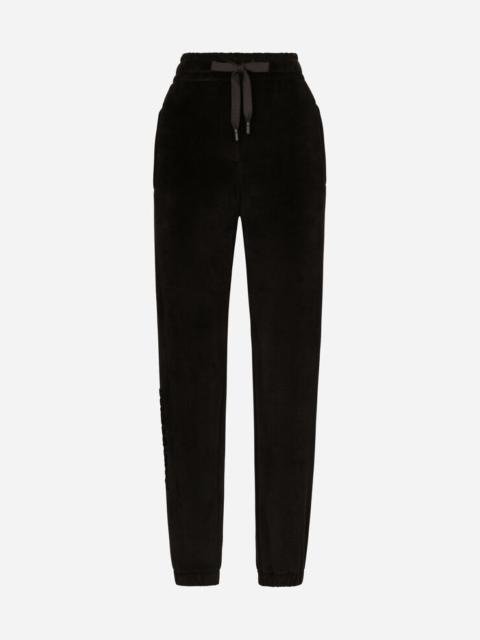 Chenille jogging pants with Dolce&Gabbana embroidery