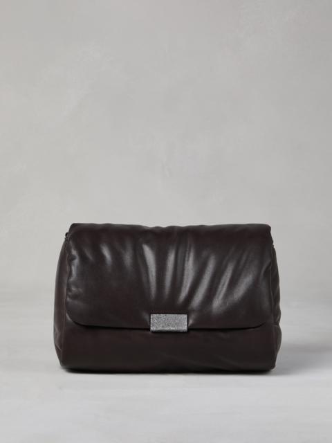 Wet-effect nappa leather bag with shimmering detail