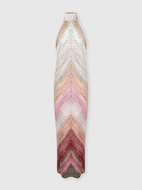 Missoni Long halter-neck dress with staggered zigzag pattern