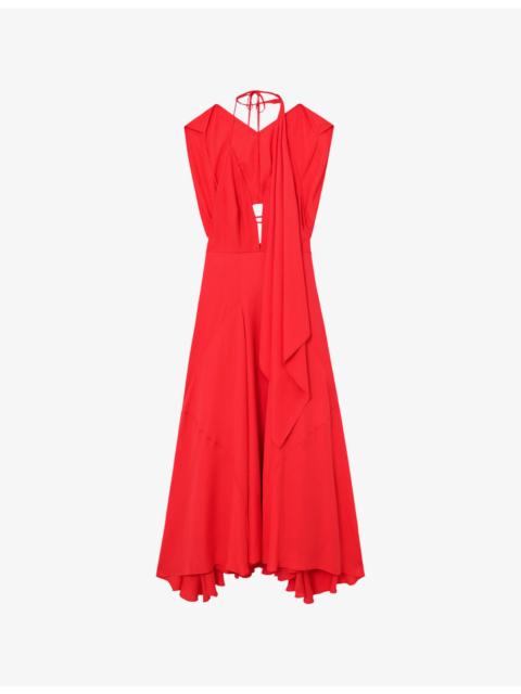 REISS Evory Detachable-Cape Woven Maxi Dress