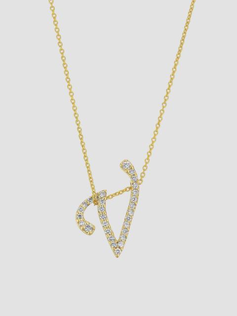 ROBERTO COIN Women's Tiny Treasures Script Initial 18K Yellow Gold, Ruby & 0.24-0.34 TCW Diamond Pendant Necklace