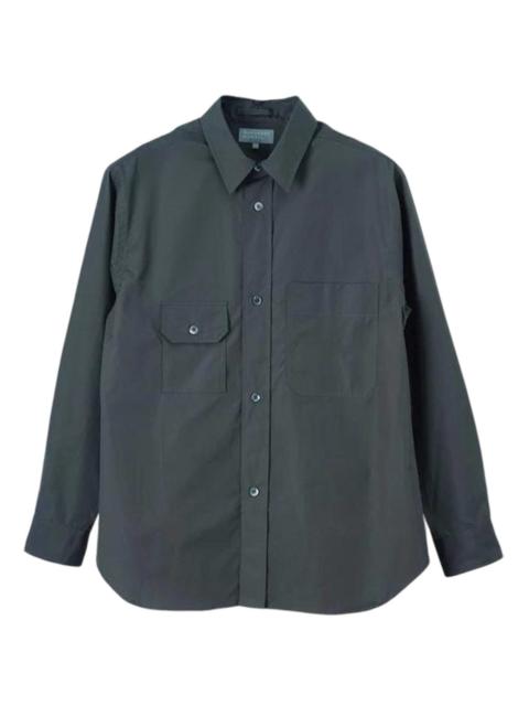 MARGARET HOWELL Odd Pocket Shirt Double Twist Cotton Poplin Dark Teal