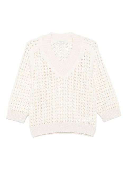 PESERICO V-neck open-knit sweater