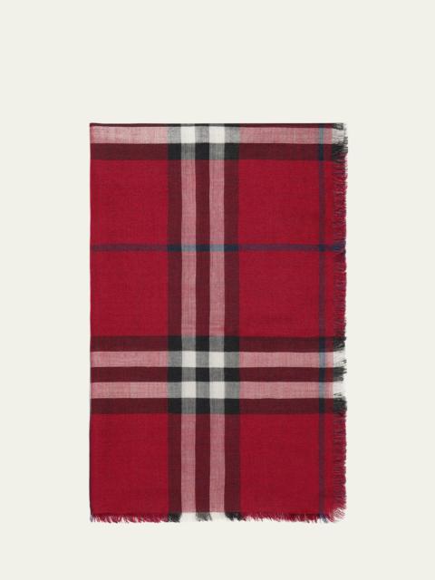 Giant Check Wool-Silk Scarf