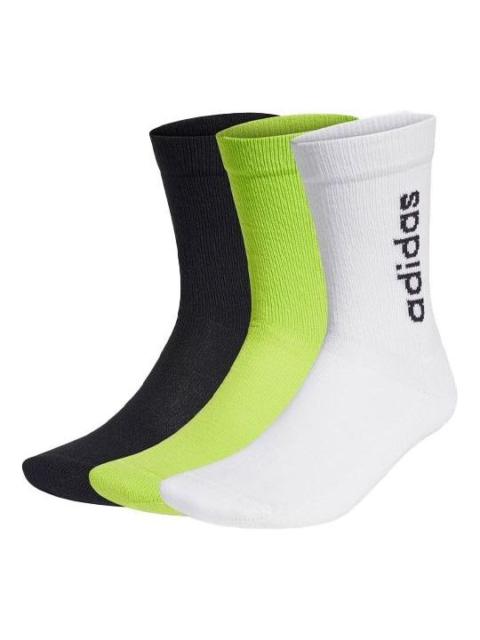 adidas adidas neo Hc Vt Crew 3pp Solid Color Alphabet Sports Socks Couple Style 3 Pairs White / Black / Gre