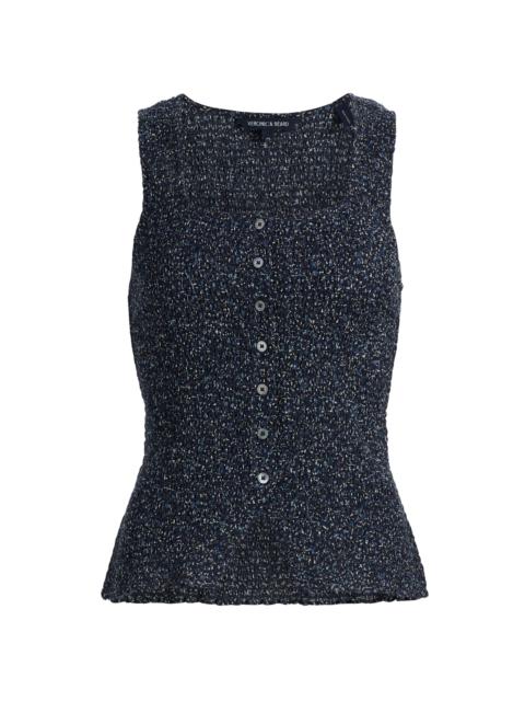 VERONICA BEARD Women's Indie Smocked Printed Top - Navy Multi
