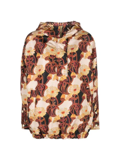 floral print hooded jacket