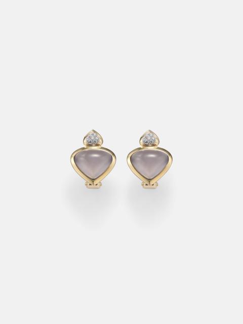 Marina B Trisolina 18kt gold earrings with blue chalcedony and diamonds