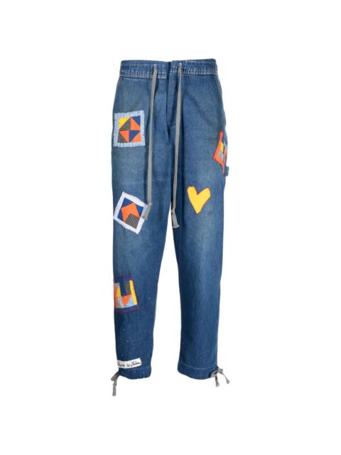 patch-detail drawstring jeans