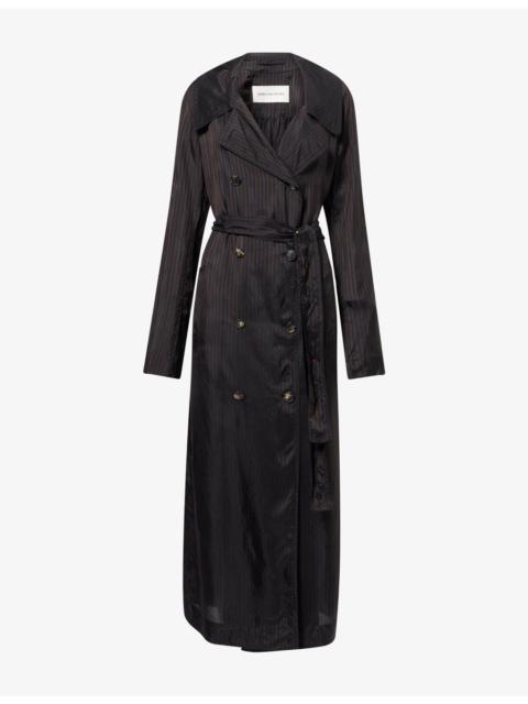 Dries Van Noten Rolana Stripe-Pattern Cupro Trench Coat