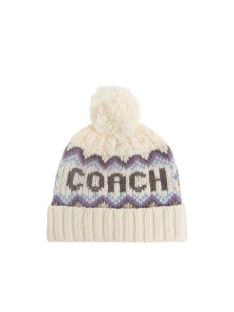 COACH pompom patterned hat