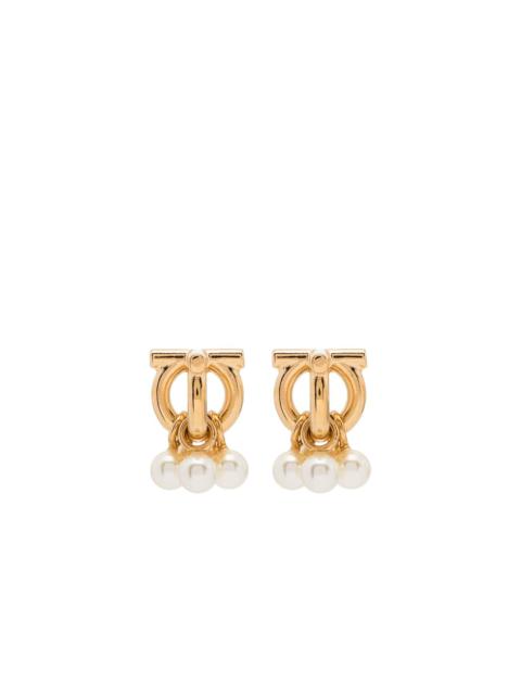 FERRAGAMO Gancini pearl-embellished stud earrings