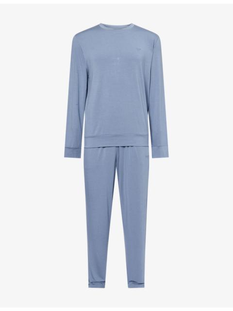EMPORIO ARMANI Logo-Embroidered Stretch-Jersey Pyjamas