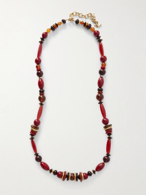 SAINT LAURENT Loulou Gold-tone, Carnelian And Jasper Necklace