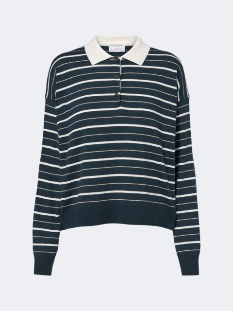 velvet Kaelin striped cotton polo sweater