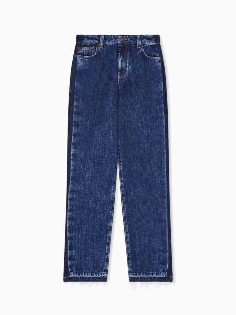 EMPORIO ARMANI J3H REGULAR-FIT JEANS IN MARBLED DENIM WITH SIDE BAND