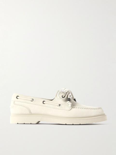 Brunello Cucinelli Bead-embellished suede loafers Cream