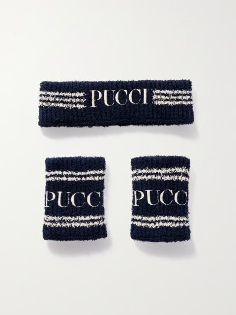 PUCCI Embroidered Ribbed Cotton-blend Headband And Wristband Set