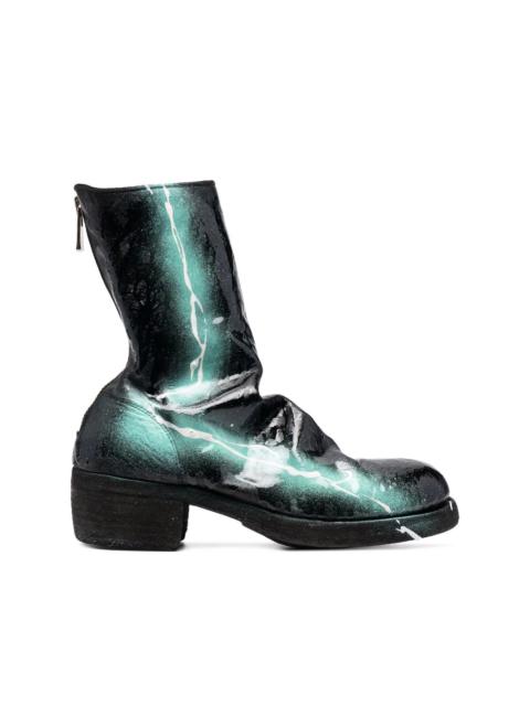 paint-splatter ankle boots
