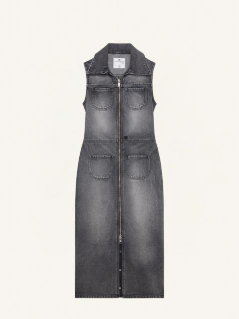 courrèges DOUBLE POCKETS LONG DENIM DRESS
