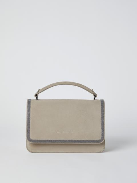 Brunello Cucinelli Suede soft bag with precious contour