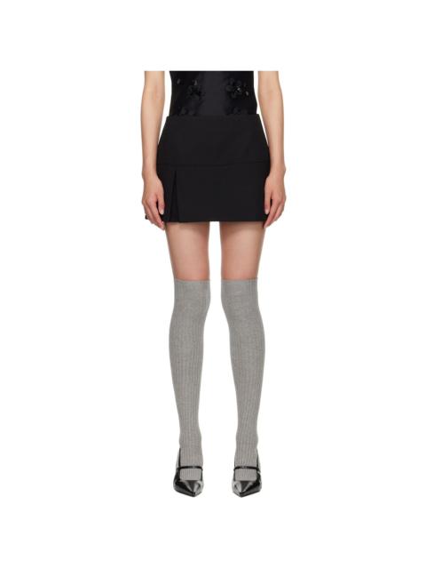 SHUSHU/TONG Black Low Waist A-Line Miniskirt
