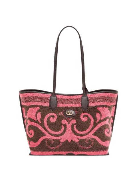 Valentino Women's Tote Bag in Terry Cloth - Coral Chocolate