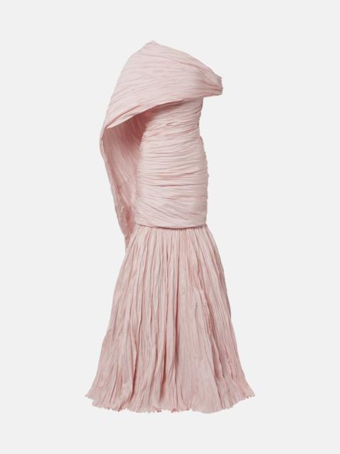 MARMAR HALIM Pleated taffeta bustier gown and cape set