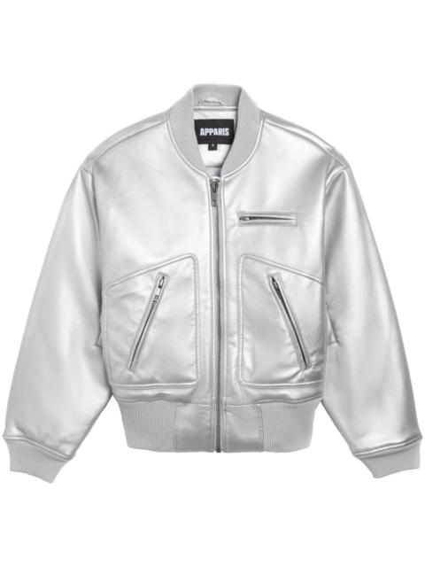 APPARIS metallic-effect bomber jacket