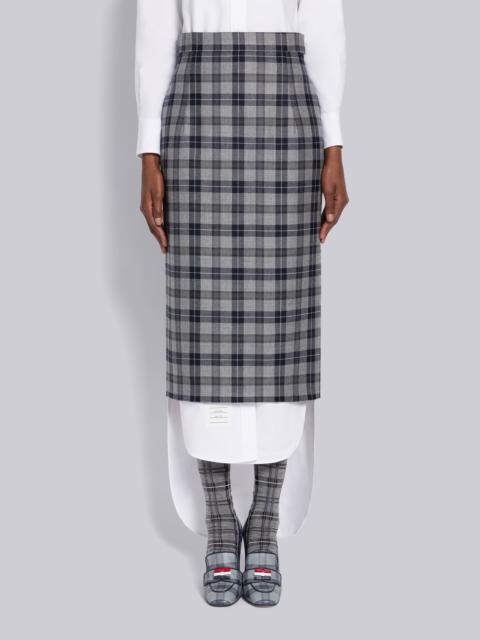 Thom Browne Tartan Wool High Waisted Pencil Skirt