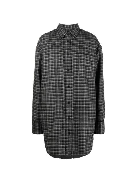 oversized check-pattern shirt jacket