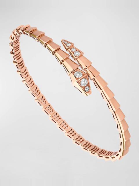 Serpenti Viper Diamond Pavé 18K Rose Gold Bracelet, Size Medium