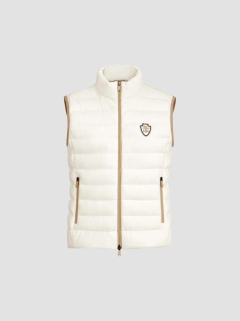 Brunello Cucinelli Women's Techno Cotton Piqué Down Vest with Logo - White